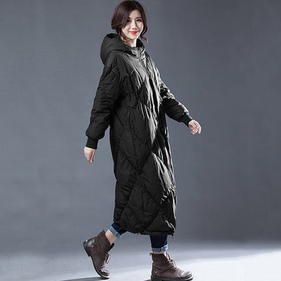 Babakud Rhombus Sewing Solid Hooded Winter Down Coat