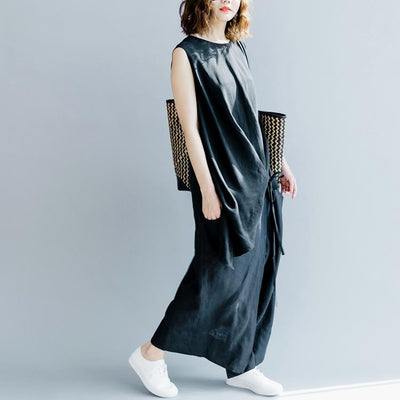 Babakud Side Strap Black Sleeveless Cotton Linen Art Design Dress 2019 April New 