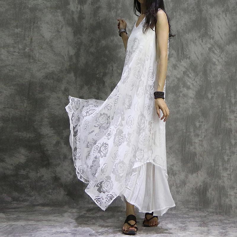 Babakud Silk Cotton Retro Long Sleeveless Dress