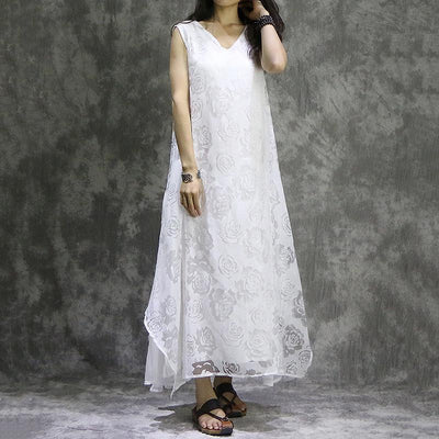 Babakud Silk Cotton Retro Long Sleeveless Dress