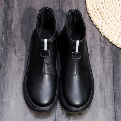Babakud Simple Essential Solid Leather Women Casual Boots 34-41 2019 October New 34 Black 