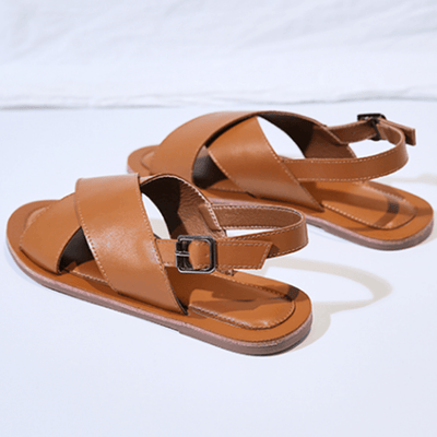 Babakud Simple Handmade Leather Casual Adjustable Buckle Sandals