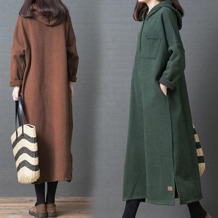 Babakud Solid Buttons Front Oversize Casual Hooded Dress 2019 October New 