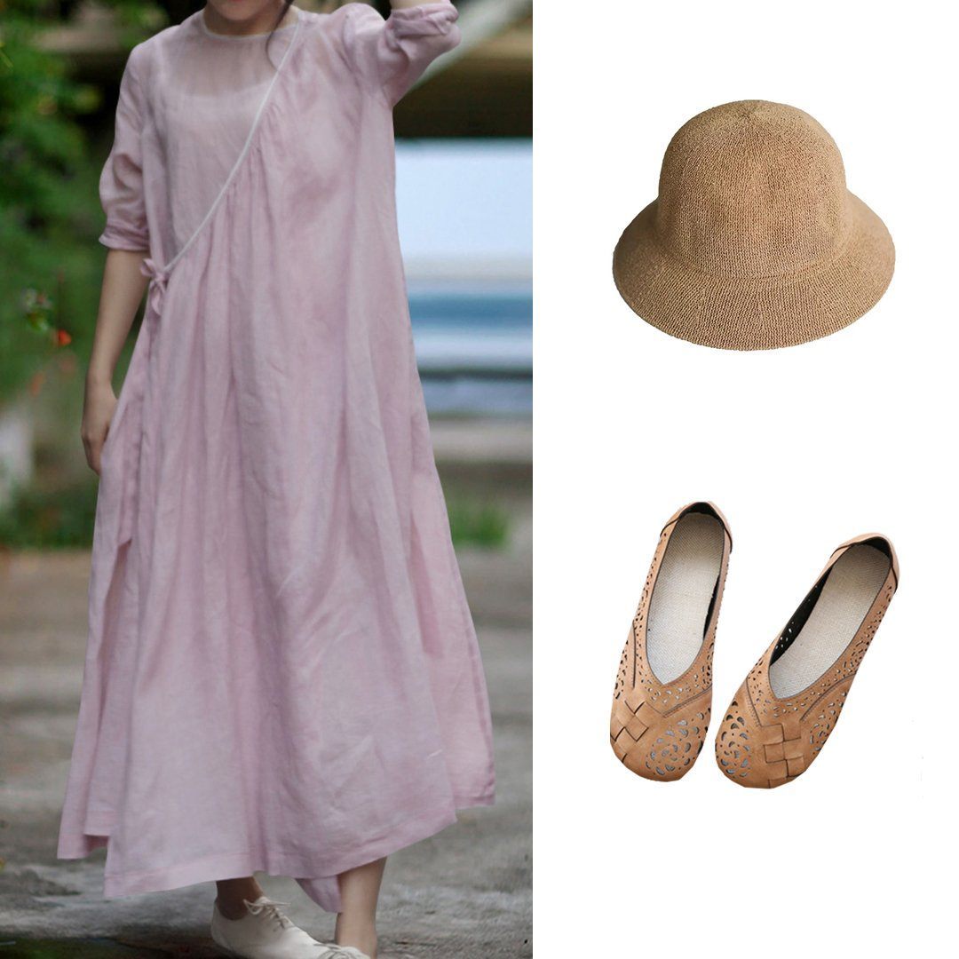 BABAKUD Solid Casual Linen Simple Breathable Long Sleeve Dress 2019 August New 
