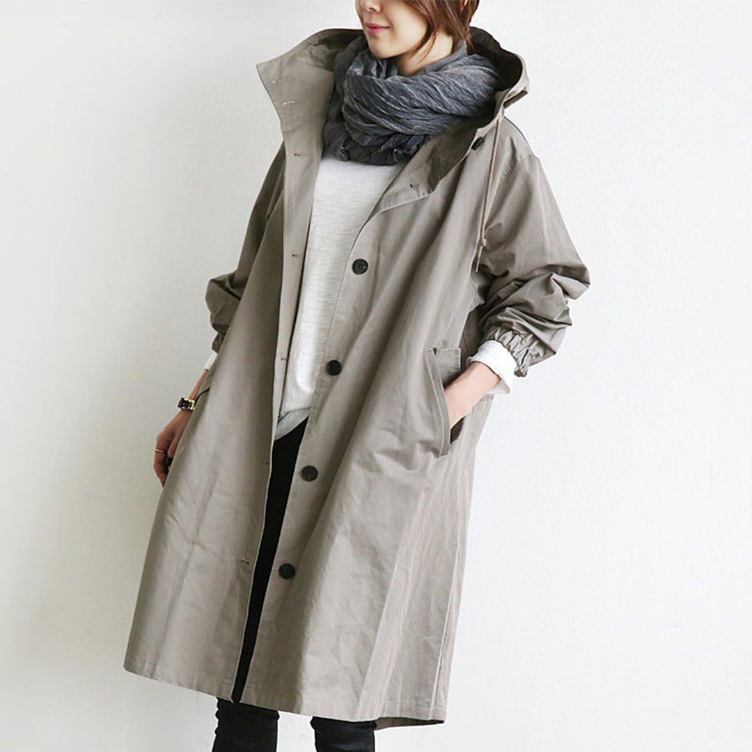 Babakud Solid Casual Loose British Style Hooded Coat 2019 October New M Gray 