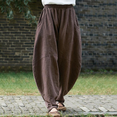 Babakud Solid Casual Loose Pockets Gathered Bloom Pants 2019 Jun New One Size Coffee 