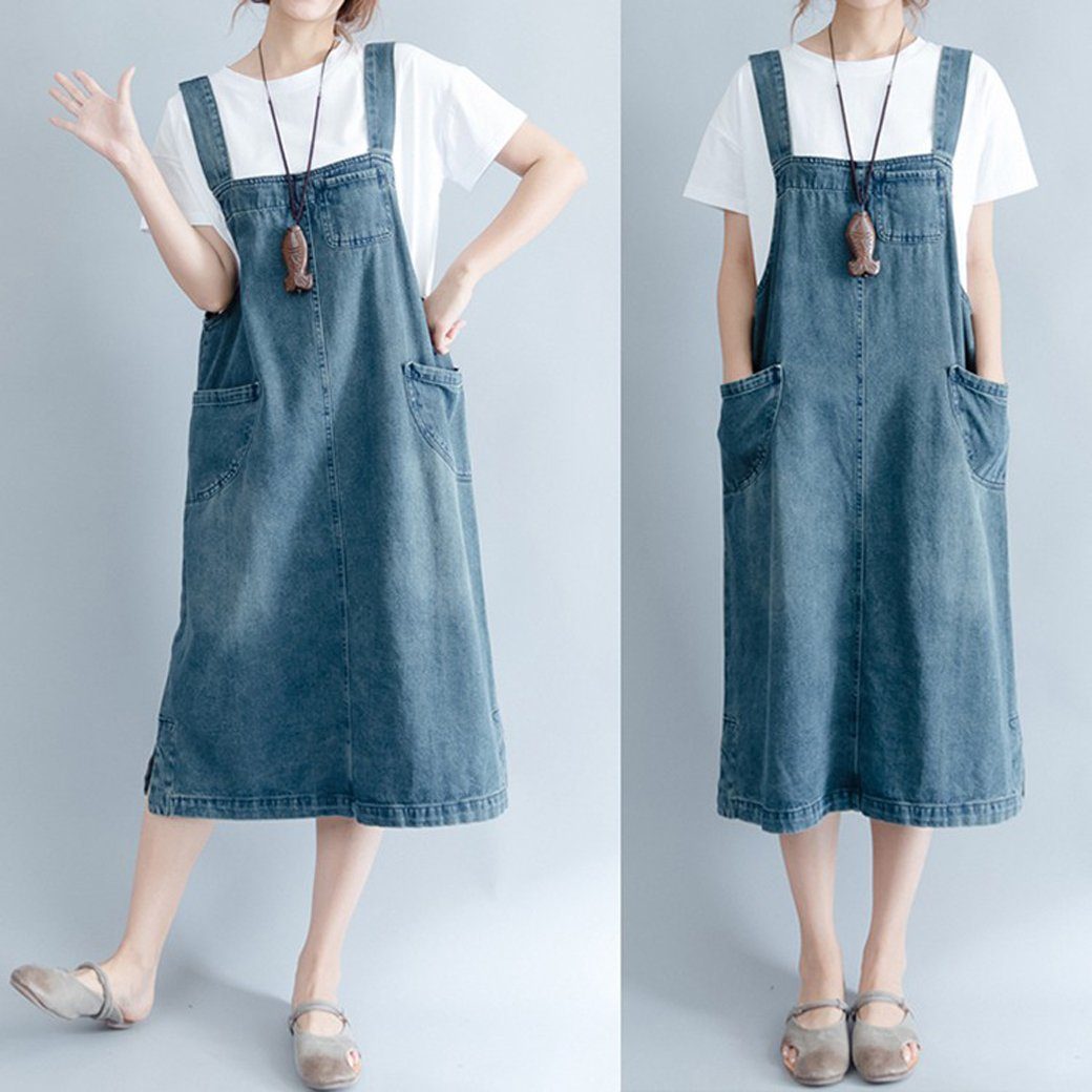 BABAKUD Solid Color Denim Casual Strap Skirt – Babakud