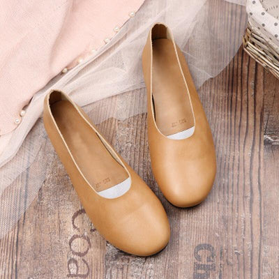 Babakud Solid Handmade Flats Casual Leather Shoes 33-41 2019 Jun New 33 Beige 