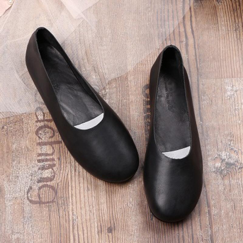 Babakud Solid Handmade Flats Casual Leather Shoes 33-41 2019 Jun New 33 Black 