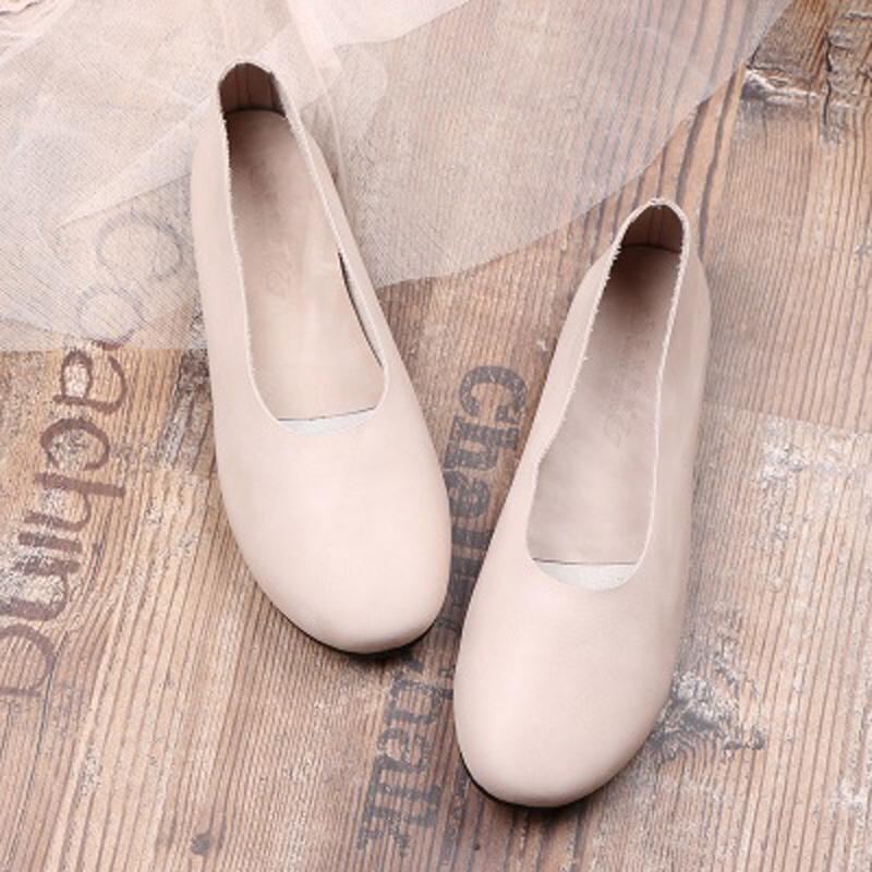 Babakud Solid Handmade Flats Casual Leather Shoes 33-41 2019 Jun New 33 Off White 
