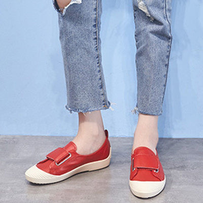 Babakud Solid Leather Slip On Soft Casual Velcro Shoes 2019 July New 35 Red 