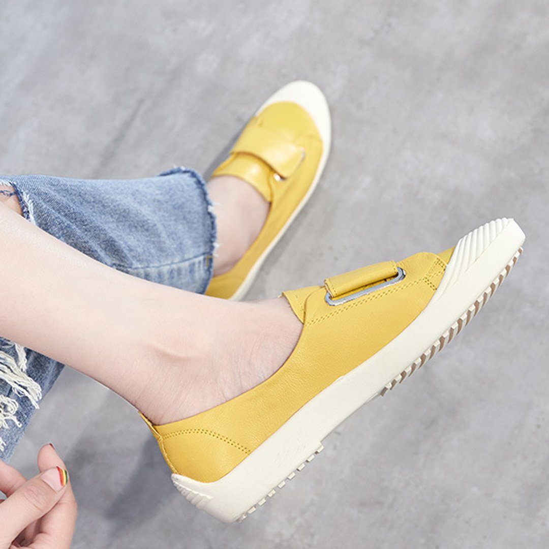 Babakud Solid Leather Slip On Soft Casual Velcro Shoes 2019 July New 35 Yellow 