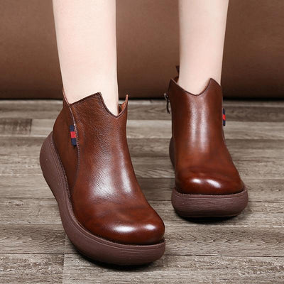 Babakud Solid Simple Platform Women Retro Ankle Boots 2019 November New 35 Brown 