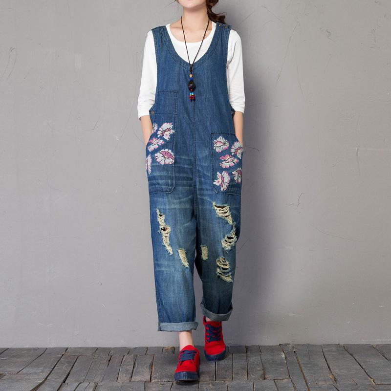 BABAKUD Spring Autumn Denim Loose Printing Sleeveless Jumpsuit 2019 September New 