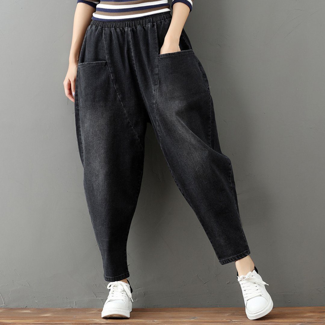 BABAKUD Spring Autumn Loose Casual Women's Harem Pants/M-3XL 2019 September New One Size Gray-Black 