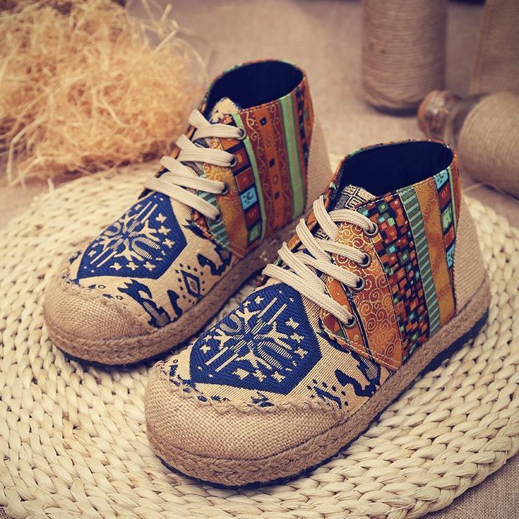 Babakud Spring Summer Vintage Ethnic Flat Linen Shoes 35-44 2019 Jun New 35 Blue 