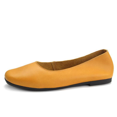 Babakud Square Toe Handmade Flats Casual Shoes 33-41 2019 Jun New 33 Lemon 
