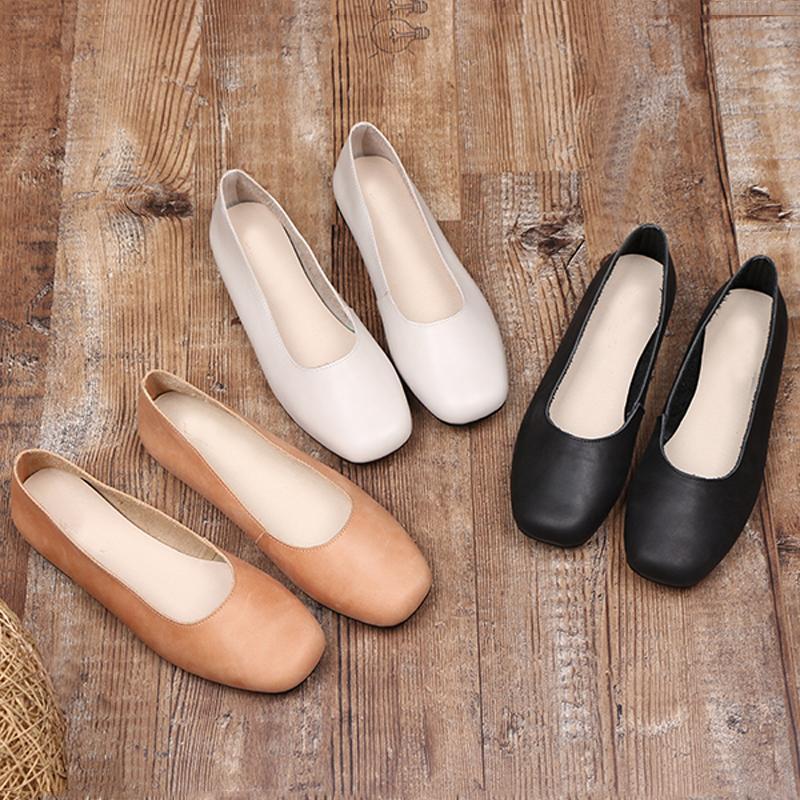 Babakud Square Toe Handmade Flats Casual Shoes 33-41 2019 Jun New 