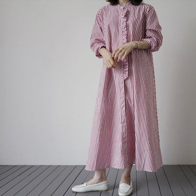 BABAKUD Striped Casual Leisure Long-Sleeved Women's Shirt Dress 2019 October New 
