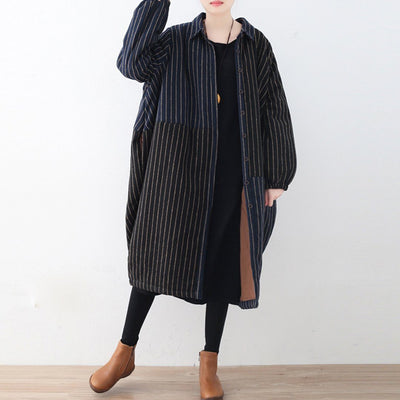 BABAKUD Stripes Lage Size Paneled Thick Autumn Winter Coat