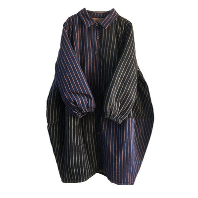 BABAKUD Stripes Lage Size Paneled Thick Autumn Winter Coat 2019 August New 