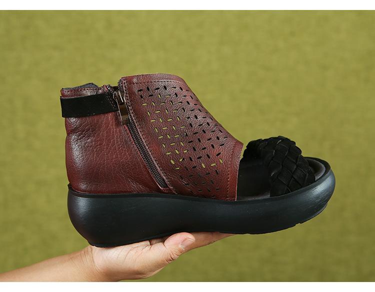 Babakud Summer Leather Platform Wedges Retro Roman Shoes 2019 Jun New 