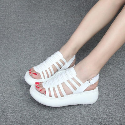 Babakud Summer Leather Wedge Comfortable Bottom Sandals 2019 July New 34 White 