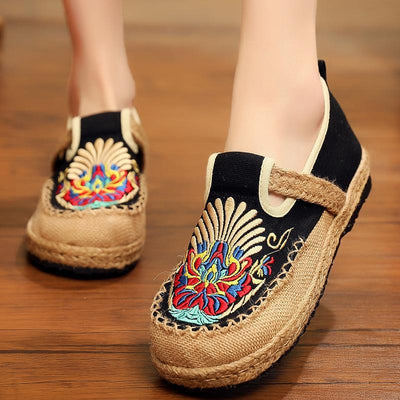 Babakud Summer Retro Straw Linen Embroidery Shoes 2019 Jun New 35 Black 