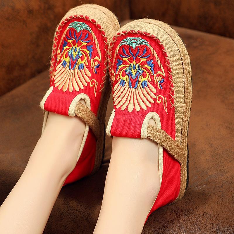 Babakud Summer Retro Straw Linen Embroidery Shoes