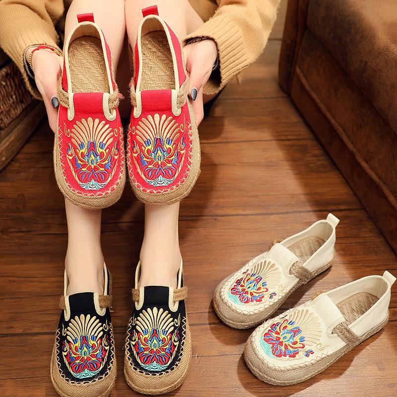 Babakud Summer Retro Straw Linen Embroidery Shoes 2019 Jun New 
