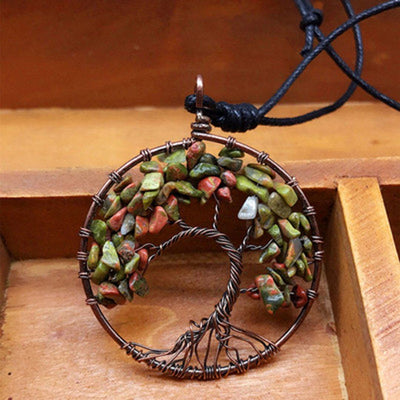 Babakud Tree Shape Roung Meatl Vintage Necklace ACCESSORIES One Size Green Red 
