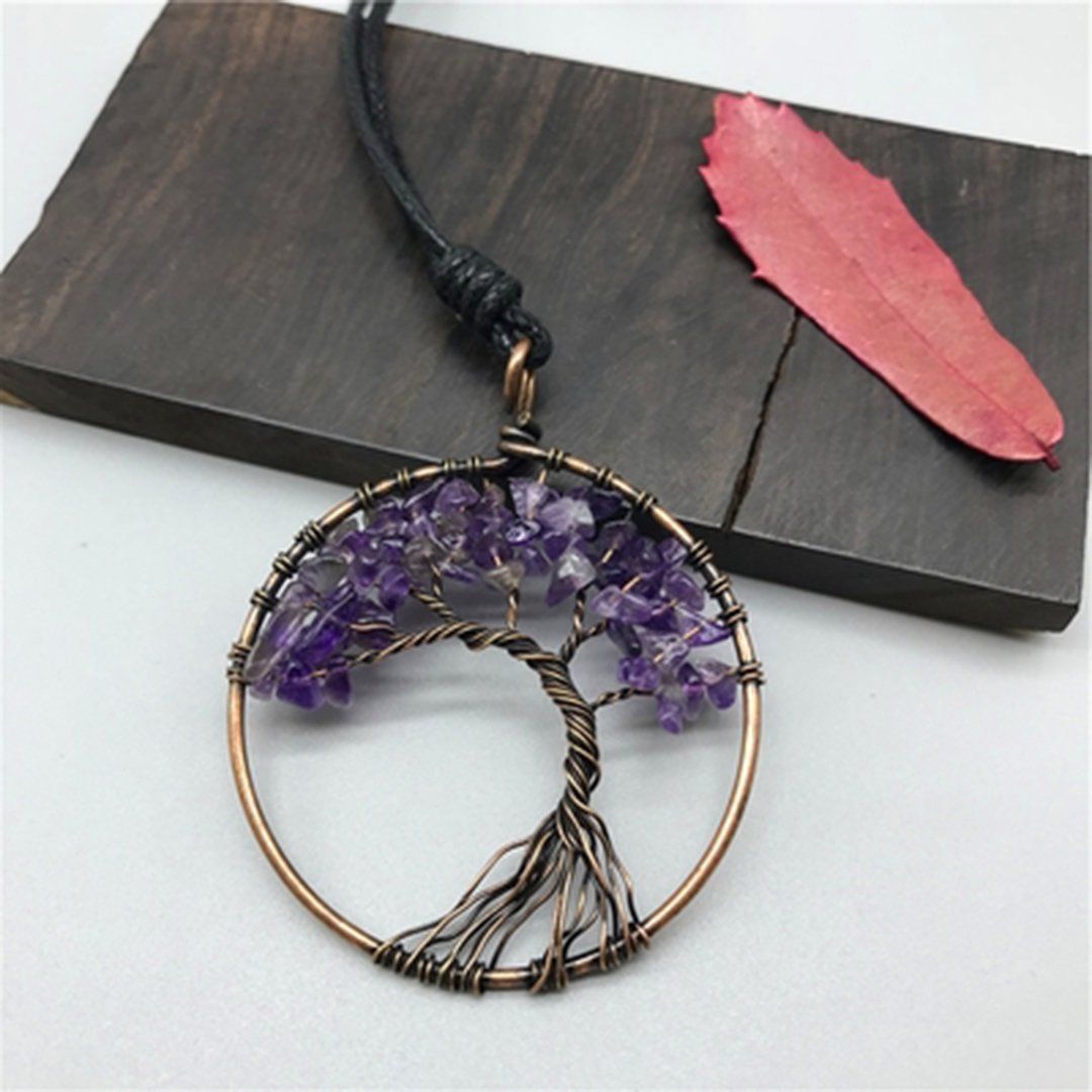 Babakud Tree Shape Roung Meatl Vintage Necklace ACCESSORIES One Size Purple 
