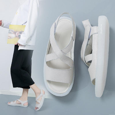 Babakud Velcro Leather Soft Bottom Casual Sandals 34-41