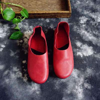 BABAKUD Vintage Comfortable Leather Handmade Women's Shoes 34-41 2019 August New 35 Red 