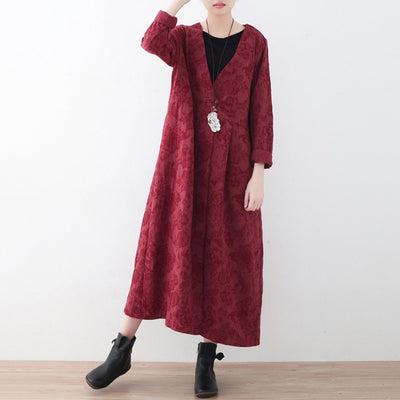 Babakud Vintage Jacquard Linen V-Neck Long Coat 2019 November New 