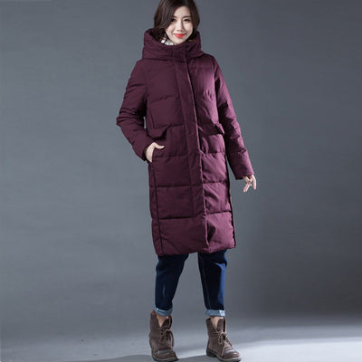 Babakud Wine Red Thick Down Hooded Winter Coat