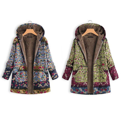 BABAKUD Winter Hooded Composite Coat Print Women's Coat Jacket/ M-5XL