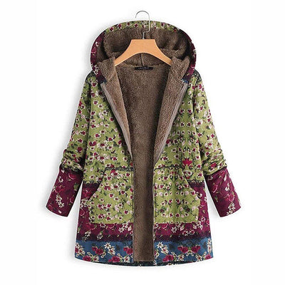 BABAKUD Winter Hooded Composite Coat Print Women's Coat Jacket/ M-5XL