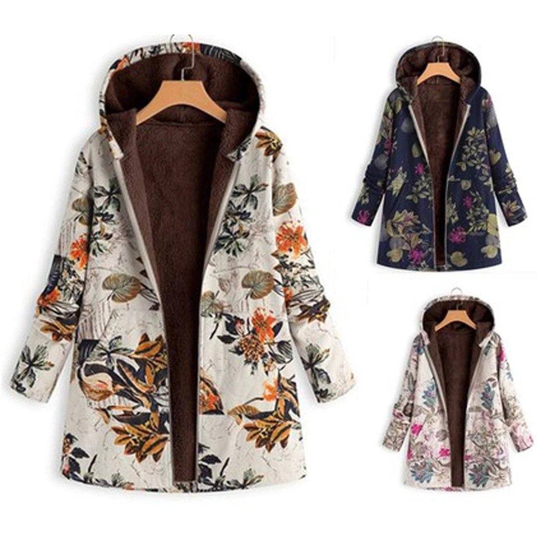 BABAKUD Winter Hooded Composite Coat Print Women's  Coat Jacket/ S-5XL