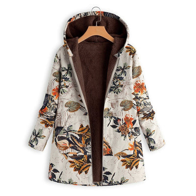 BABAKUD Winter Hooded Composite Coat Print Women's Coat Jacket/ S-5XL 2019 September New S Orange 