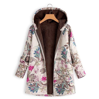 BABAKUD Winter Hooded Composite Coat Print Women's Coat Jacket/ S-5XL 2019 September New S Rose Pink 