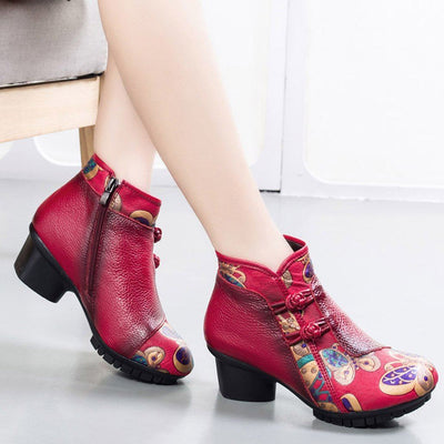 BABAKUD Winter Leather Thick Bottom Ethnic Women's Shoes