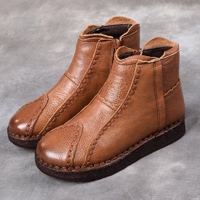 BABAKUD Winter Velvet Soft Bottom Retro Handmade Warm Short Boots 2019 November New 35 Brown Plush 