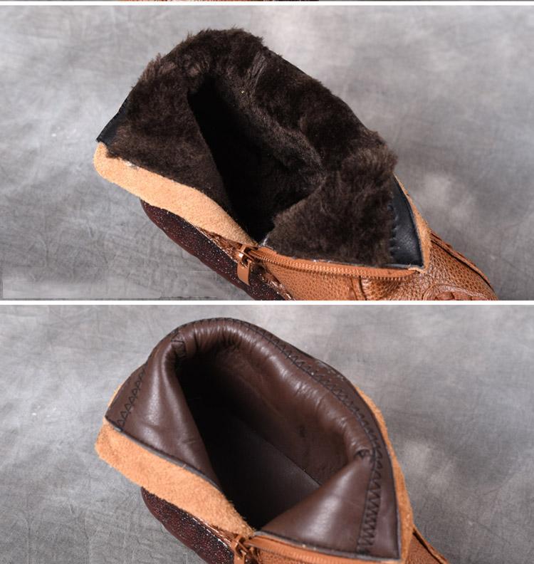 BABAKUD Winter Velvet Soft Bottom Retro Handmade Warm Short Boots