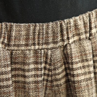 BABAKUD Winter Vintage Loose Plaid Cotton Linen Wide Leg Pants 2019 August New 