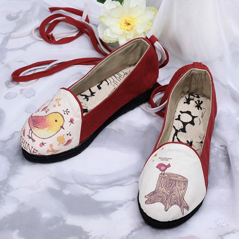 Babakud Women Cotton Linen Paneled Shoes With Belts 2019 Jun New 