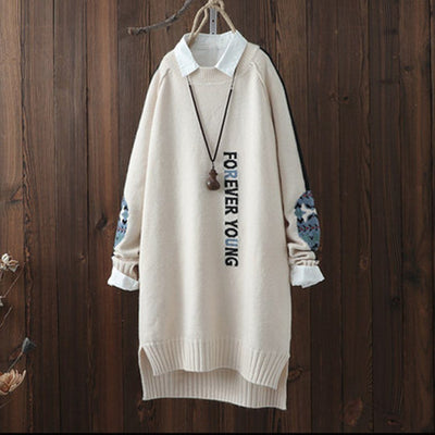BABAKUD Women Crew Neck Autumn Winter Knitted Sweater 2019 August New One Size Off White 
