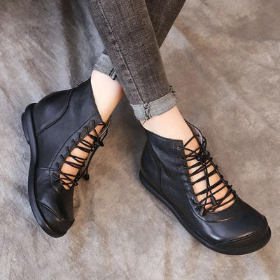 Babakud Women Lace Up Hallow Out Hidden Heel Boots