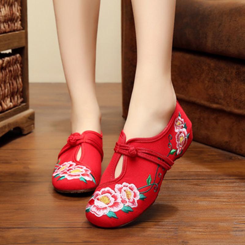 Babakud Women New Embroidery Cloth Shoes 34-41 2019 Jun New 34 Red B 