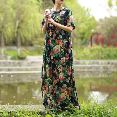 Babakud Women Summer Floral Short Sleeve Dress 2019 Jun New 